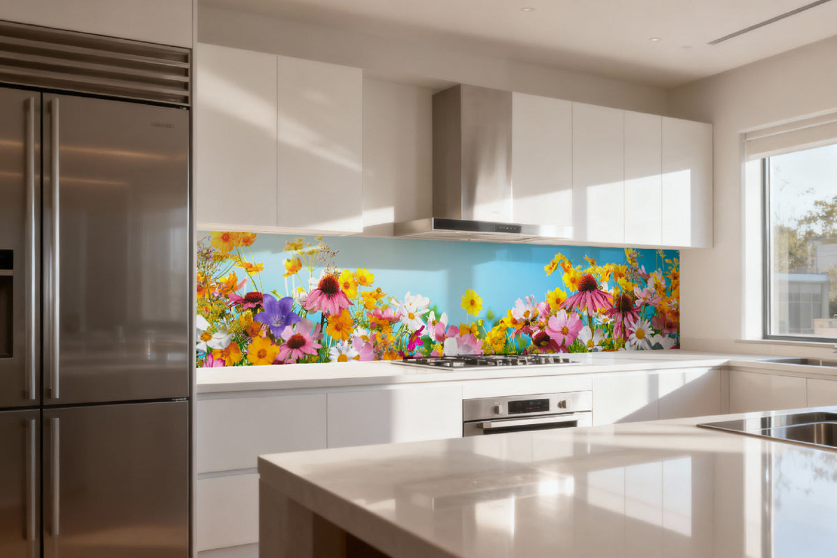 Küchenrückwand Blumenwiese bunt