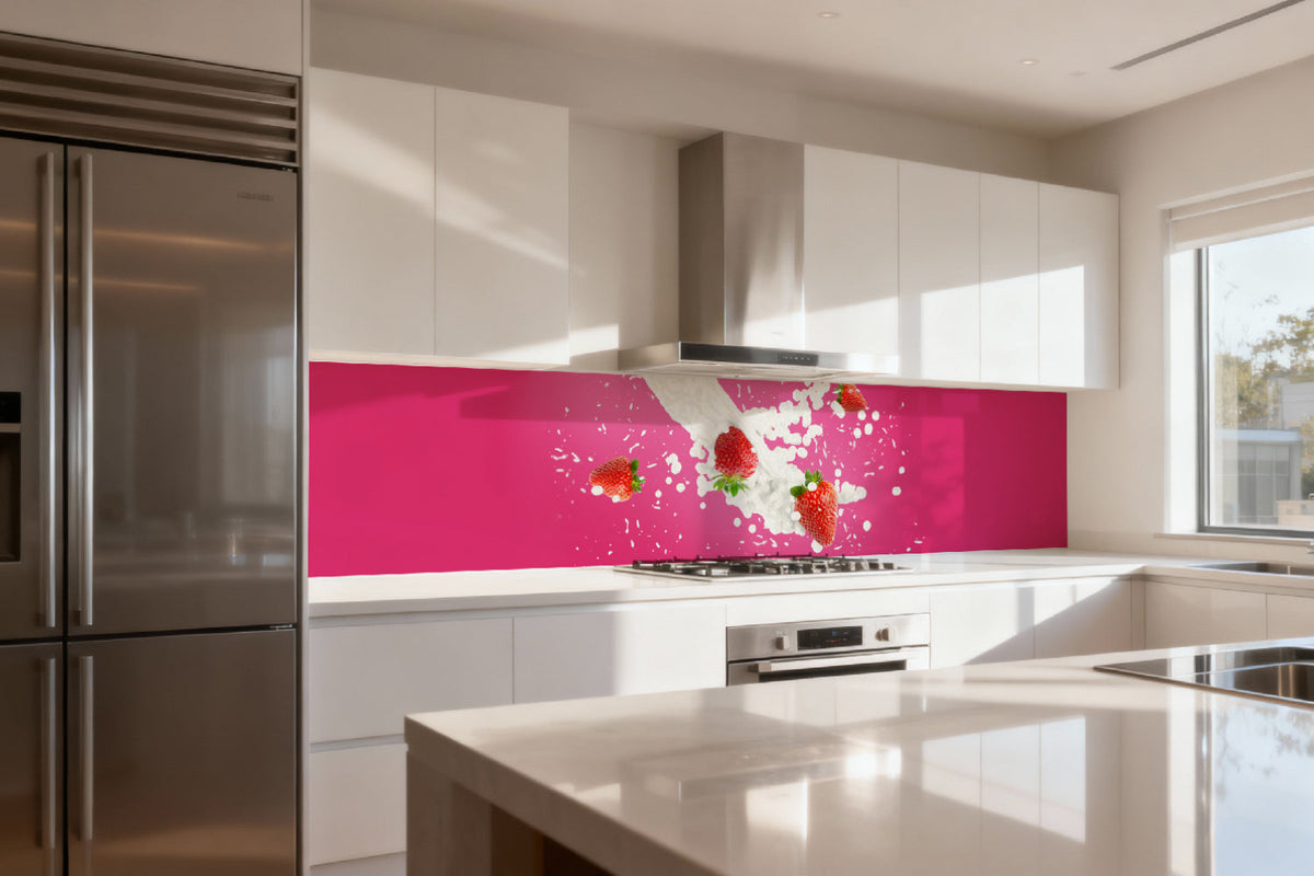 Küchenrückwand Erdbeeren & Milch