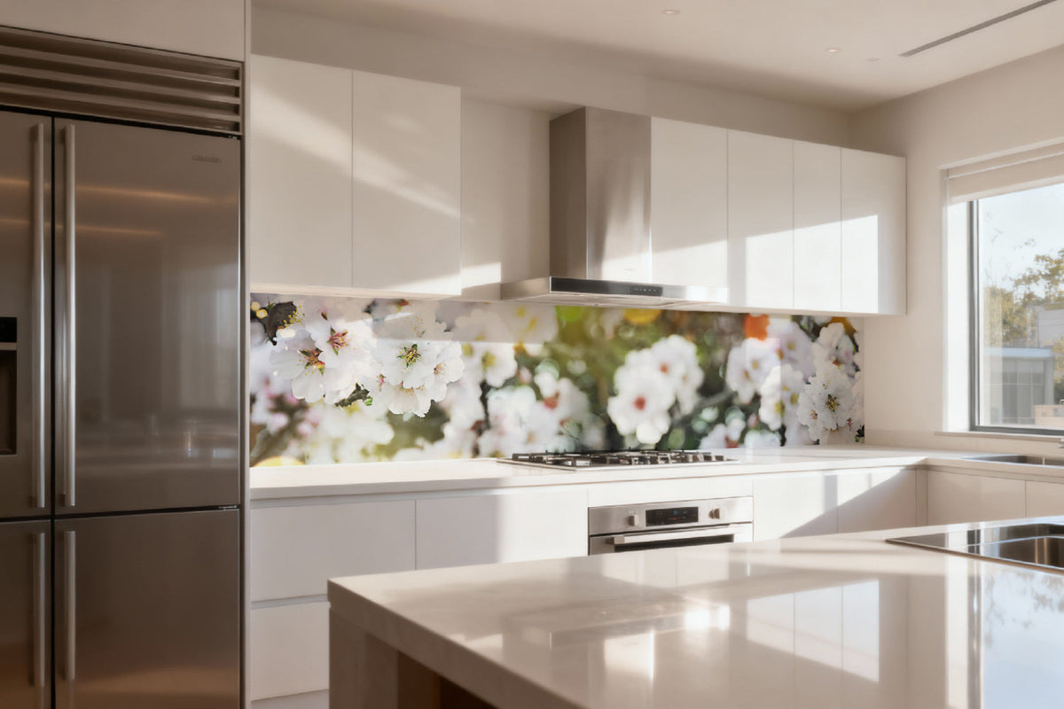 Küchenrückwand Weiße Blüten Frühling