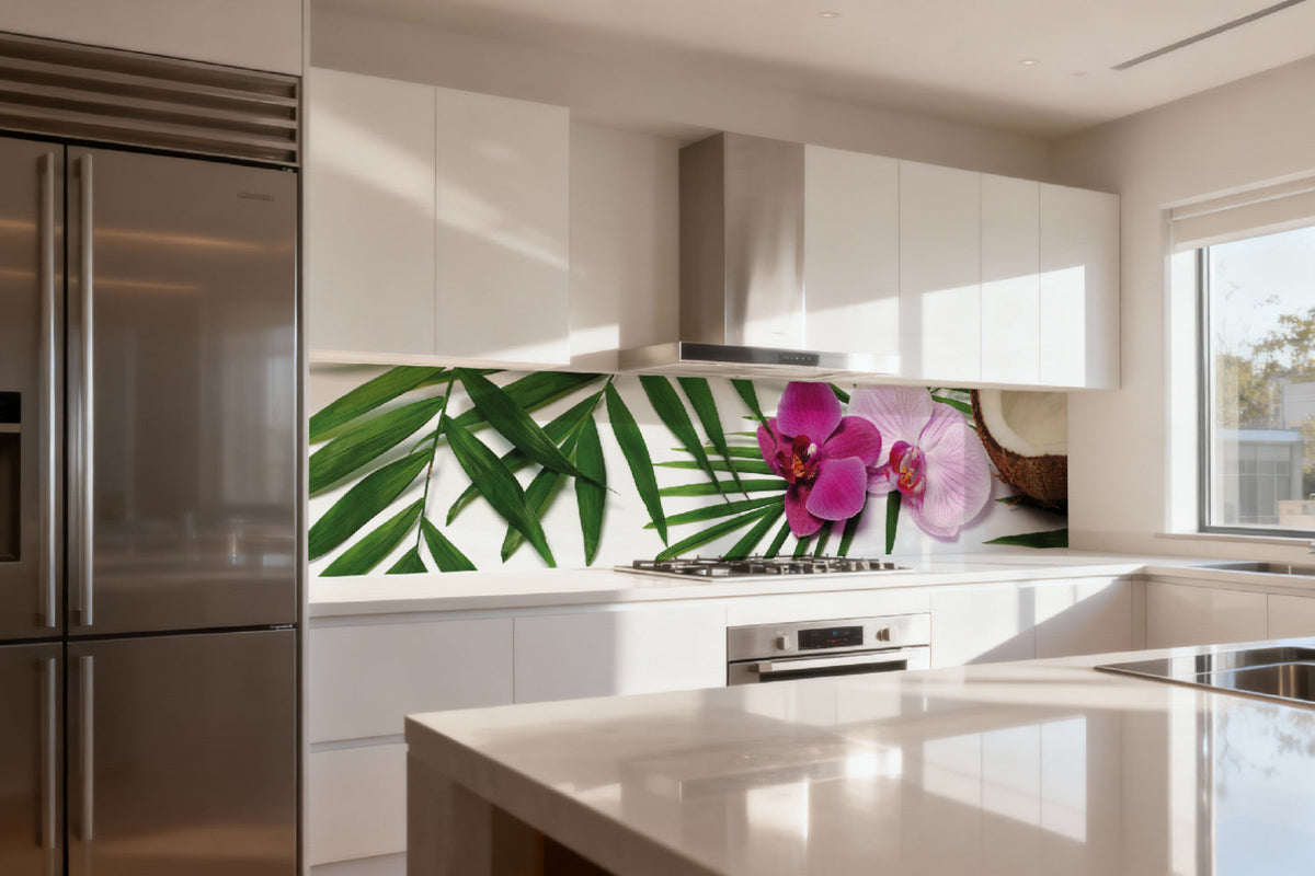 Küchenrückwand Orchidee und Kokos Design
