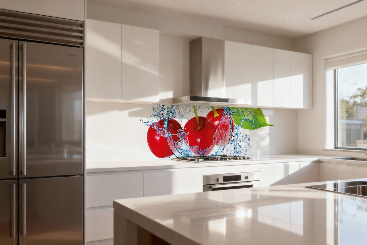 Küchenrückwand Kirschen im Wasser Splash