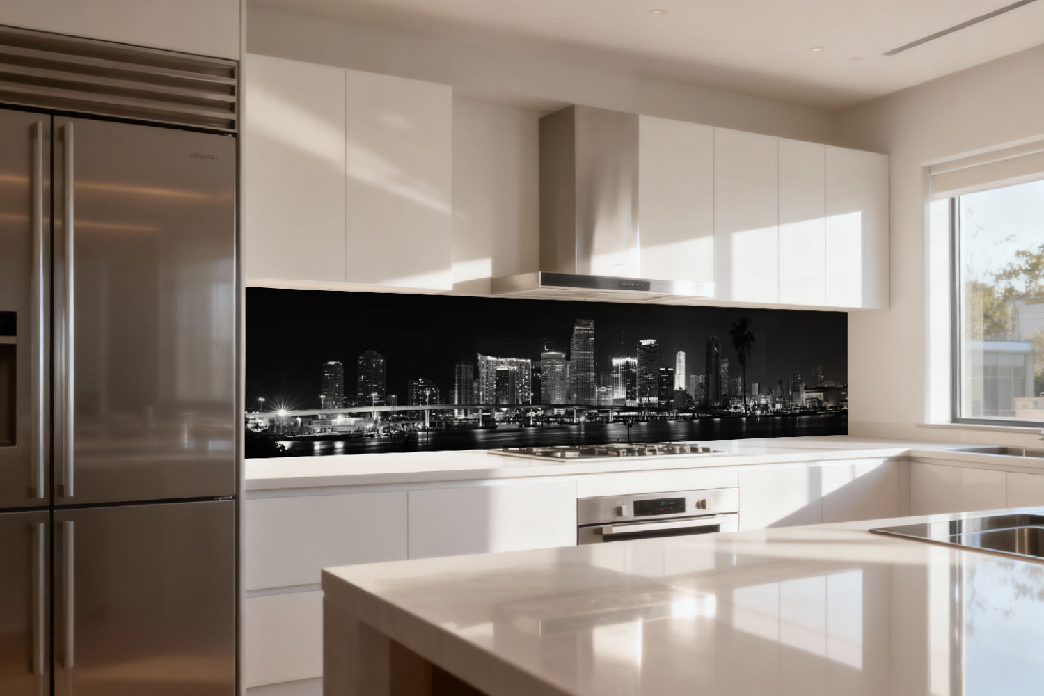 Küchenrückwand Schwarz-Weiß Skyline
