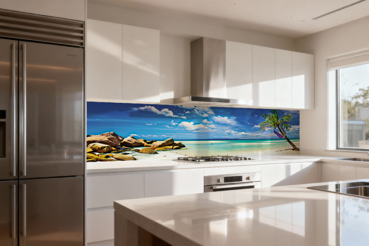 Küchenrückwand Traumstrand mit Palme