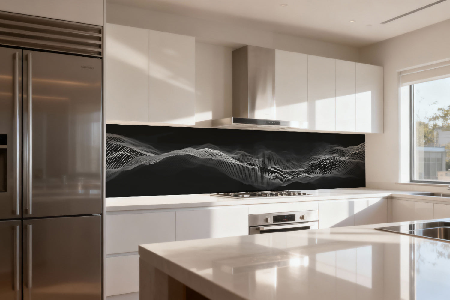 Küchenrückwand Abstrakte Wellen in Schwarz-Weiß