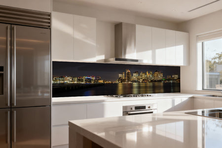 Küchenrückwand Stadtpanorama am Wasser