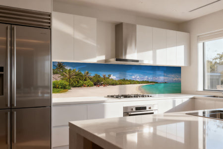 Küchenrückwand Traumstrand mit Palmen