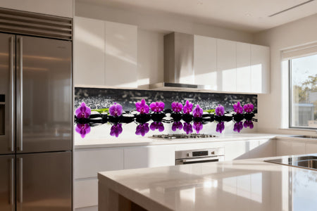 Küchenrückwand Orchideen & Steine