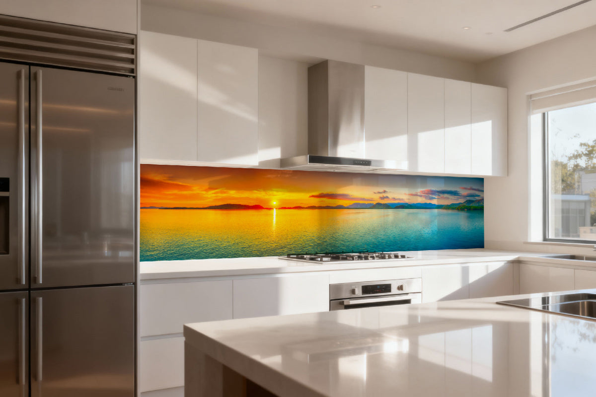 Küchenrückwand Meerblick im Sonnenuntergang