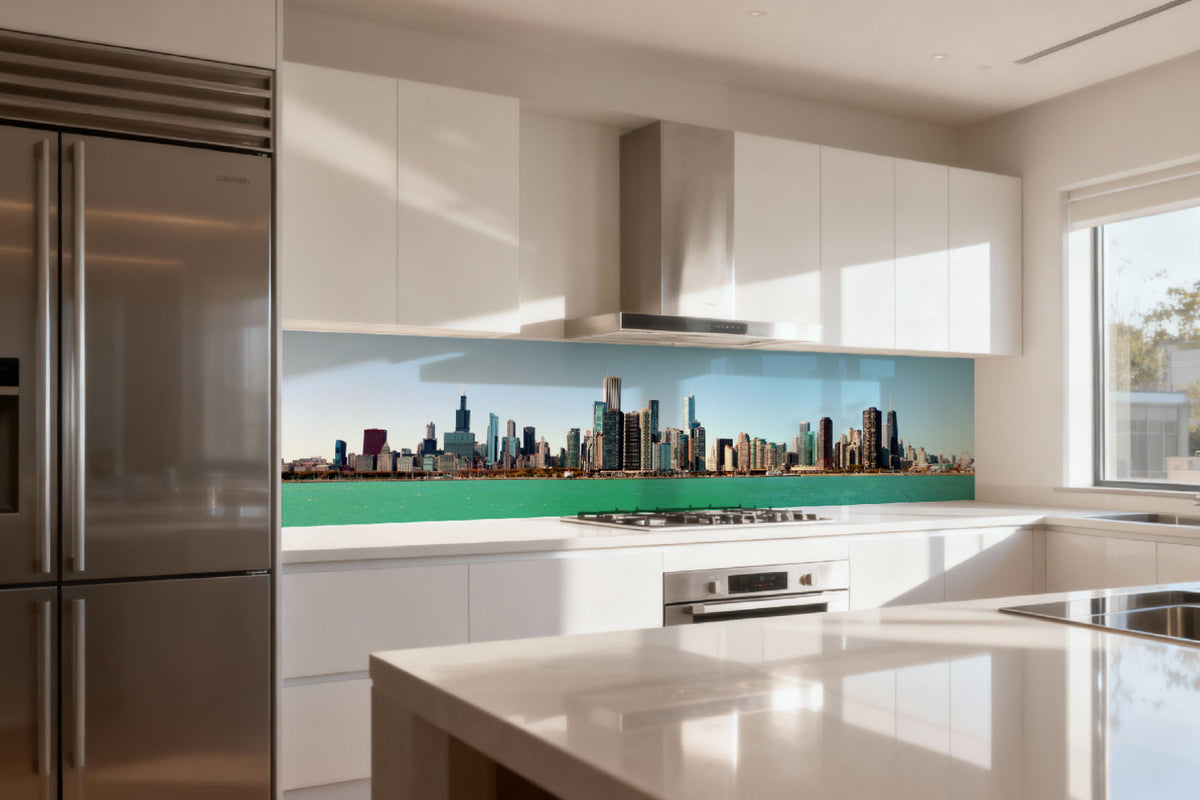 Küchenrückwand Stadtansicht am See