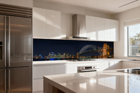 Küchenrückwand Beleuchtete Brücke bei Nacht