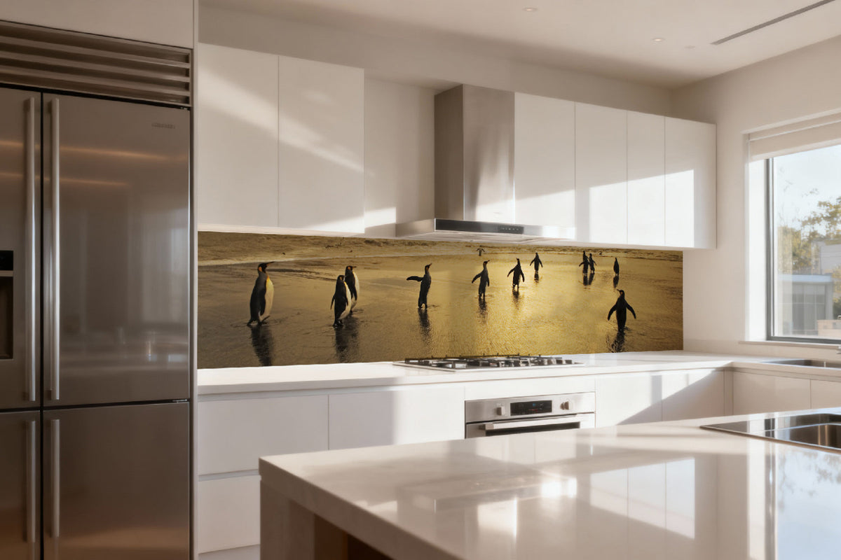 Küchenrückwand Pinguine am Strand