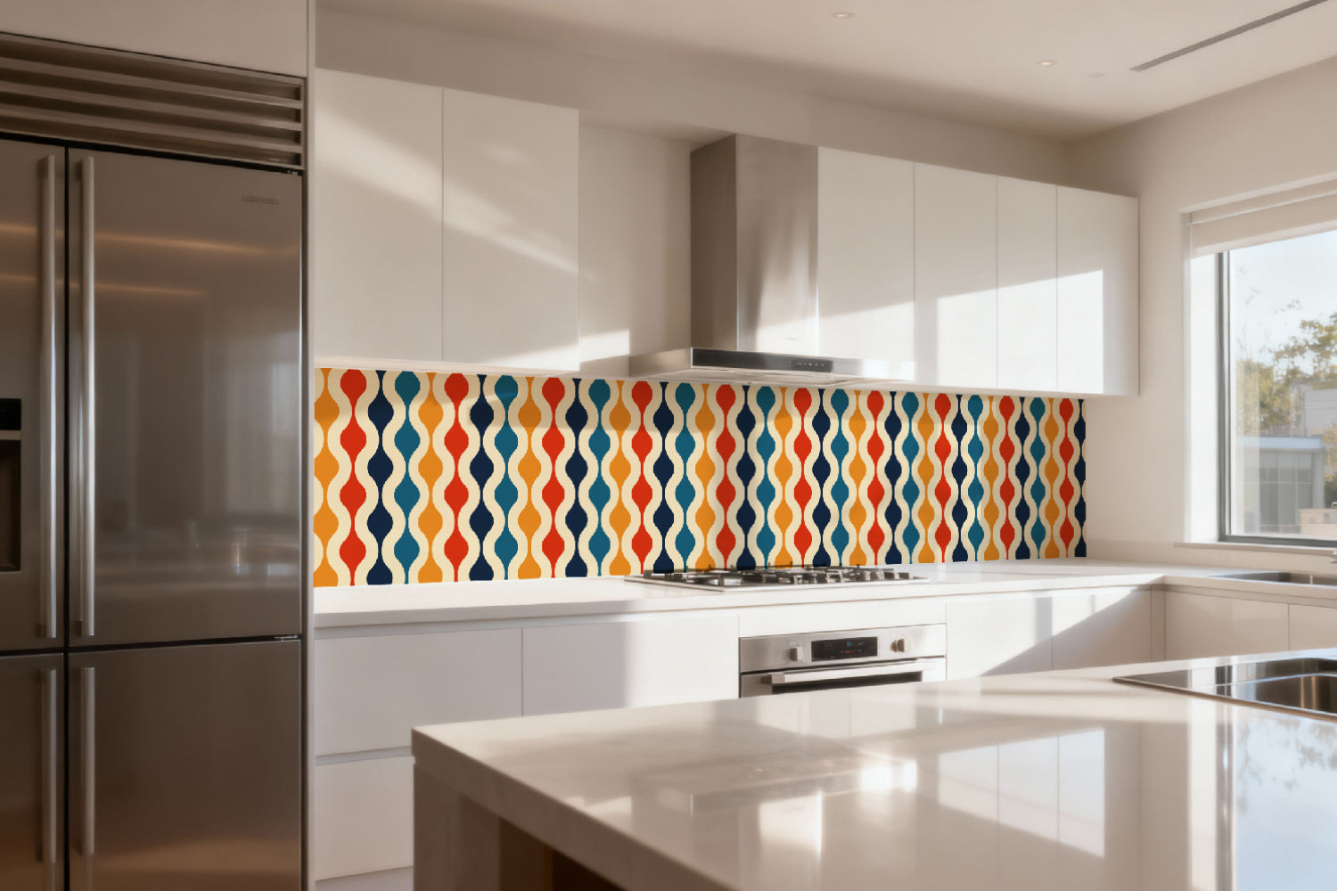 Küchenrückwand Retro Wellen