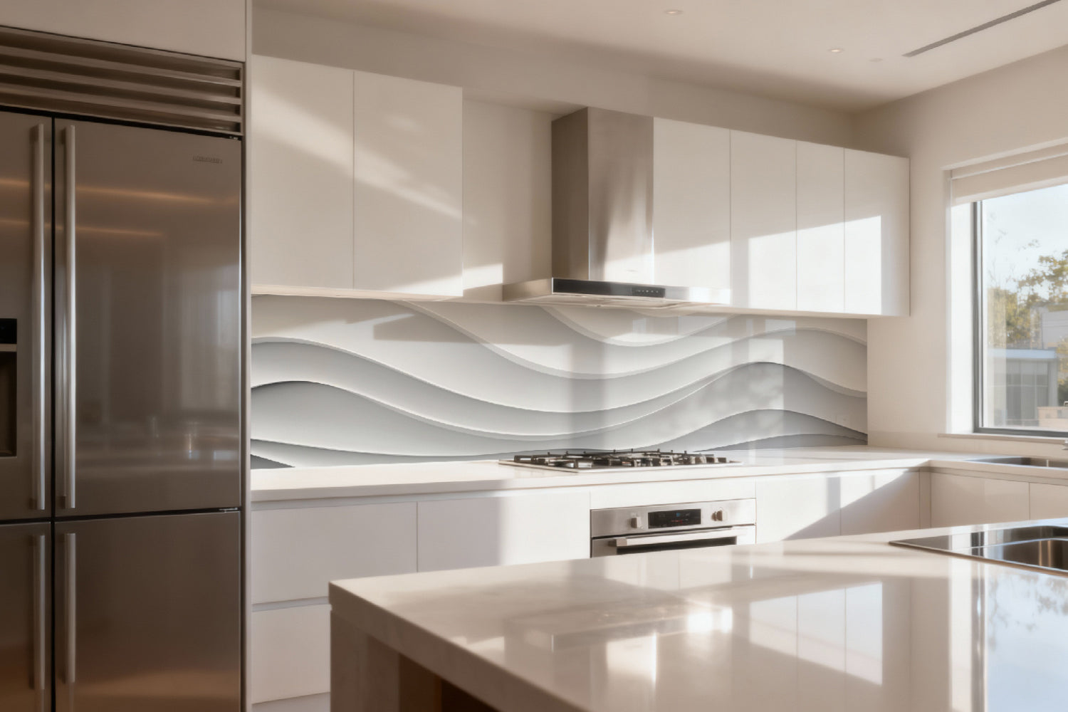 Küchenrückwand 3D Wellen Weiß