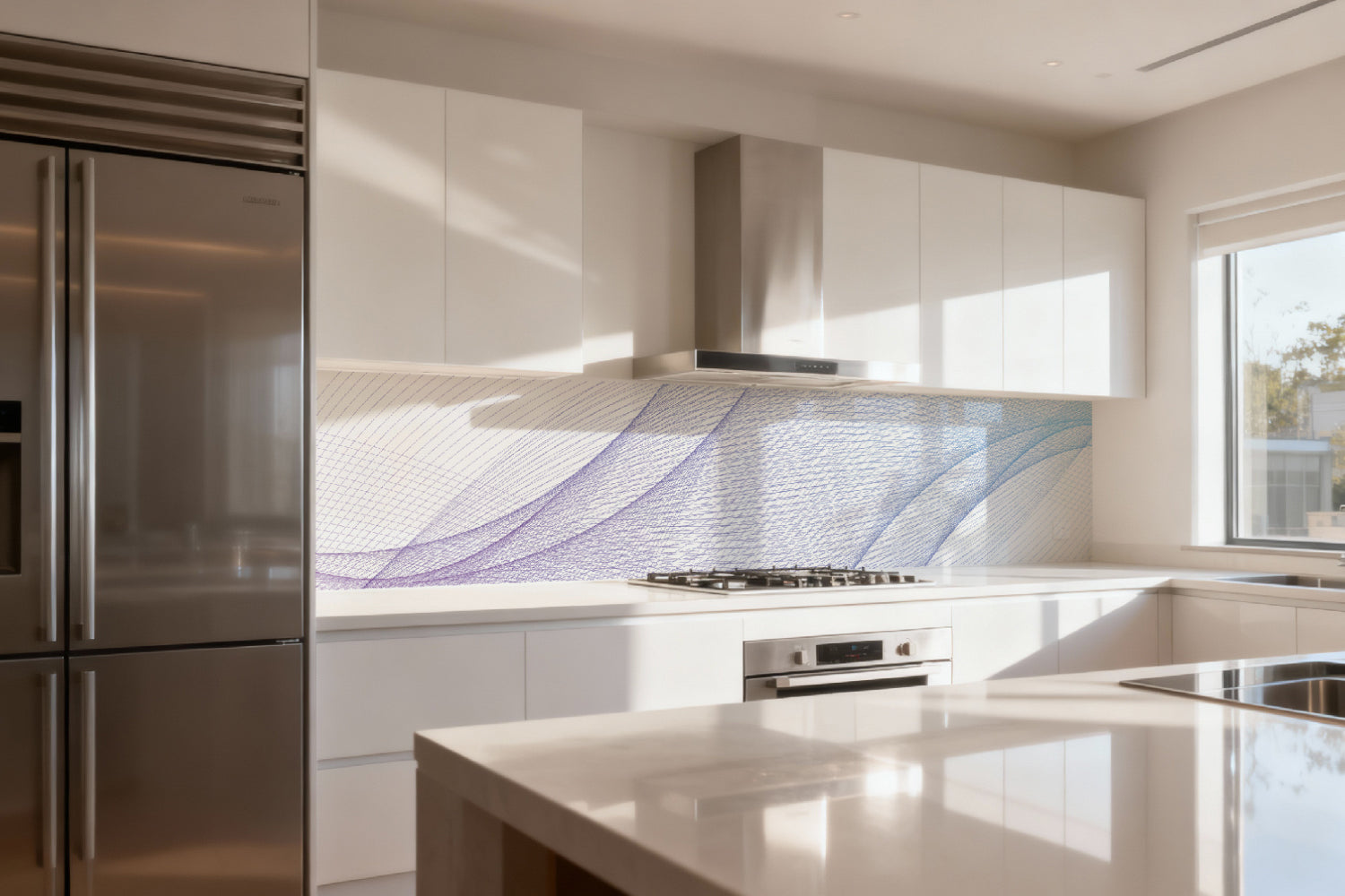Küchenrückwand Linien Design Blau Violett