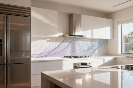 Küchenrückwand Linien Design Blau Violett