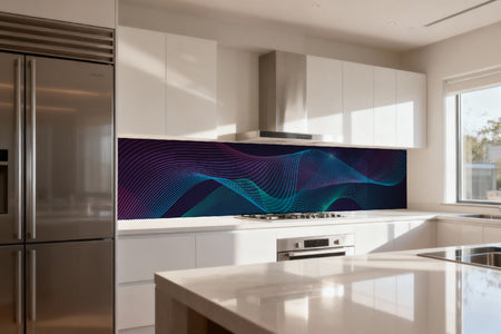 Küchenrückwand Abstrakt Linien Blau Lila