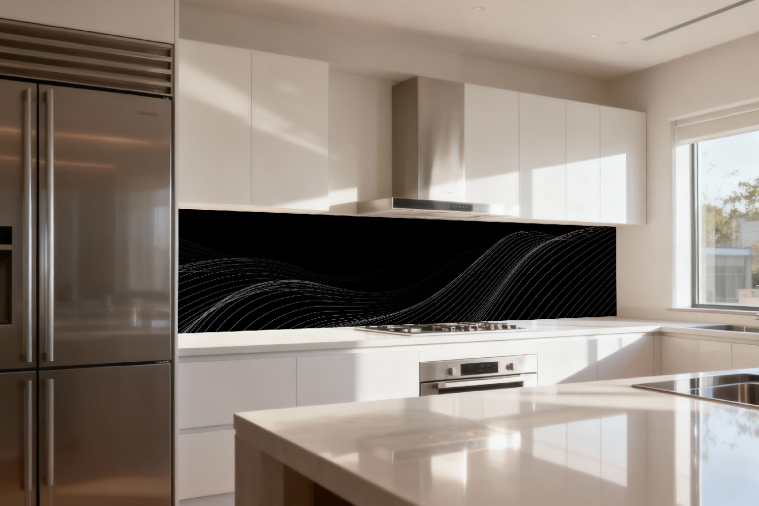 Küchenrückwand Schwarz Linien Design