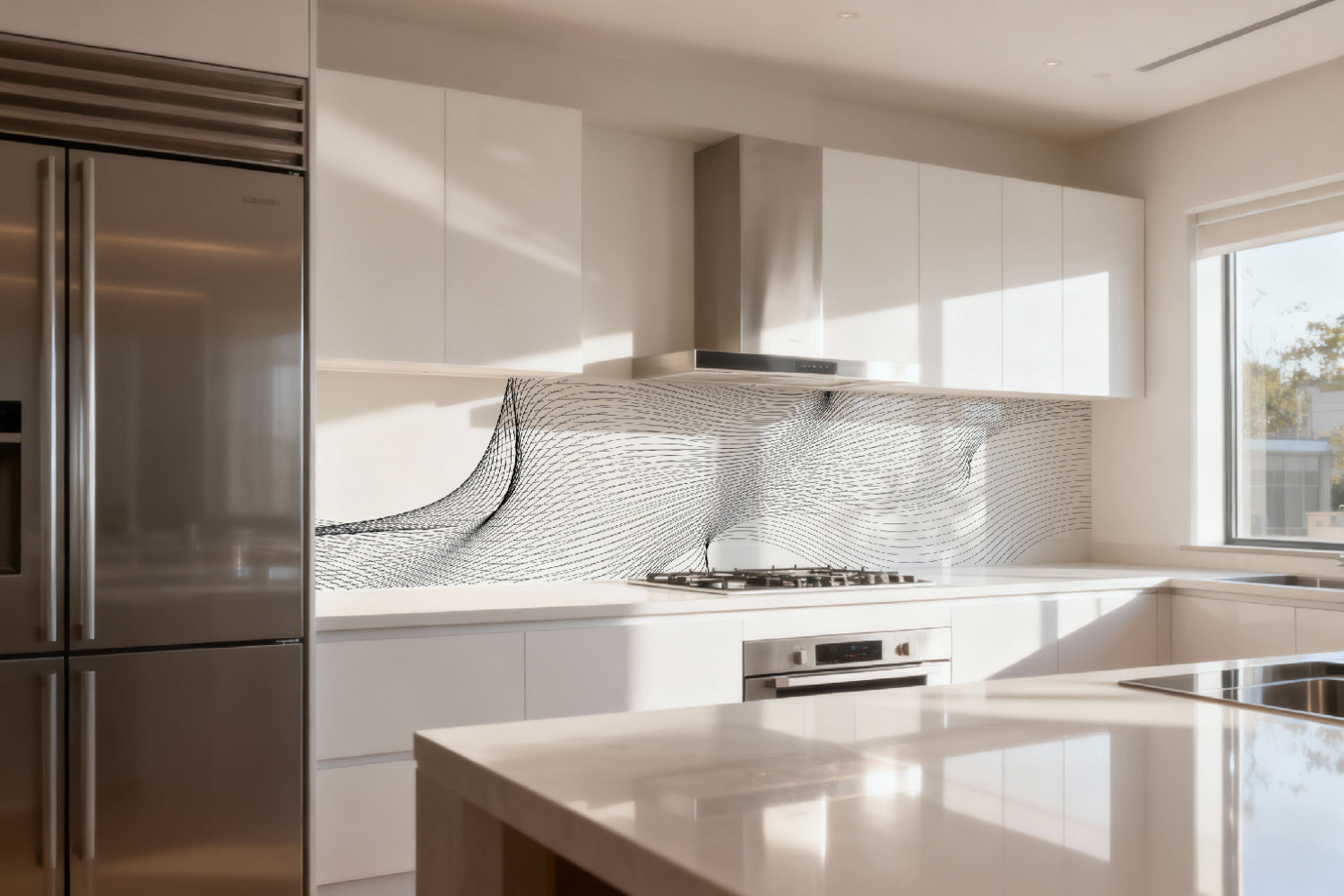 Küchenrückwand Schwarz Weiß Linien Design