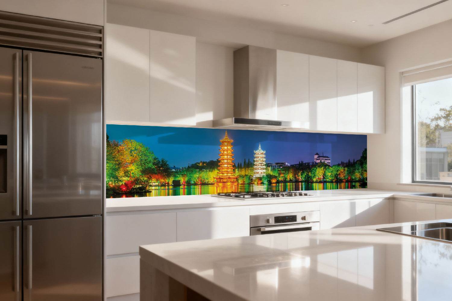 Küchenrückwand China Tempel bei Nacht