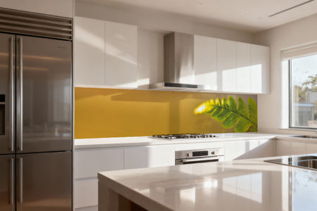 Küchenrückwand Grünes Blatt im Sonnenlicht