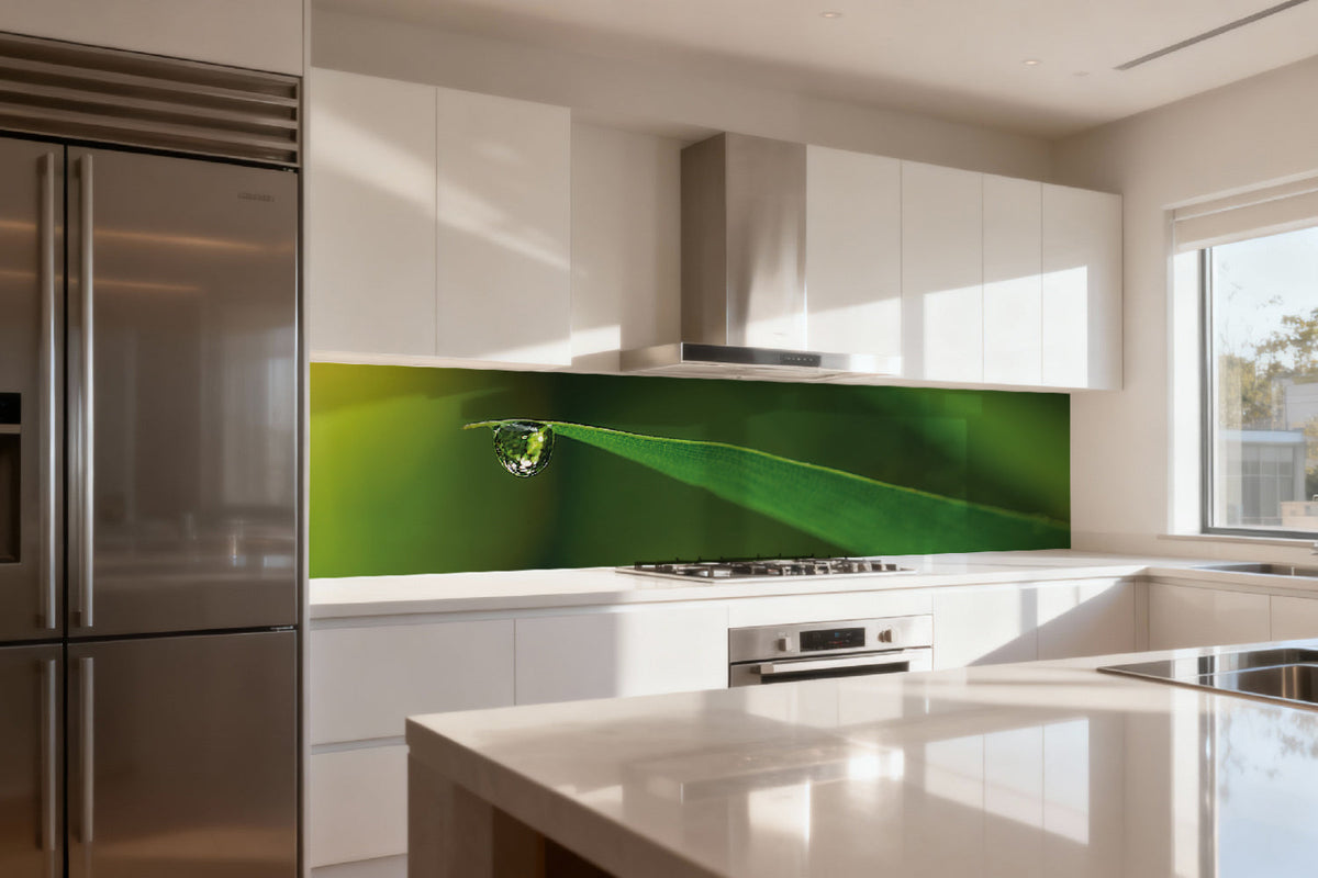 Küchenrückwand Wassertropfen auf Blatt