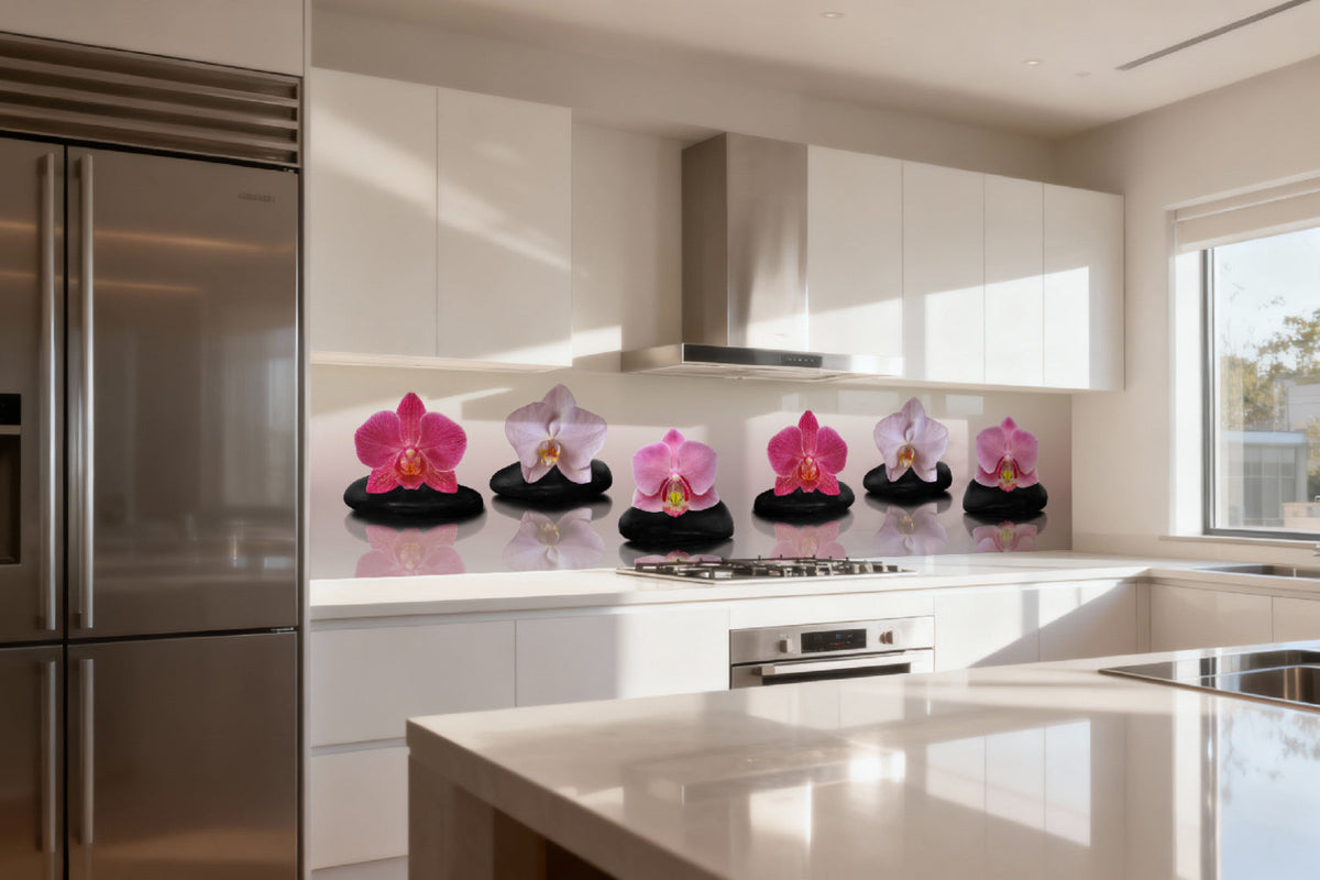 Küchenrückwand Orchideen Zen Stil