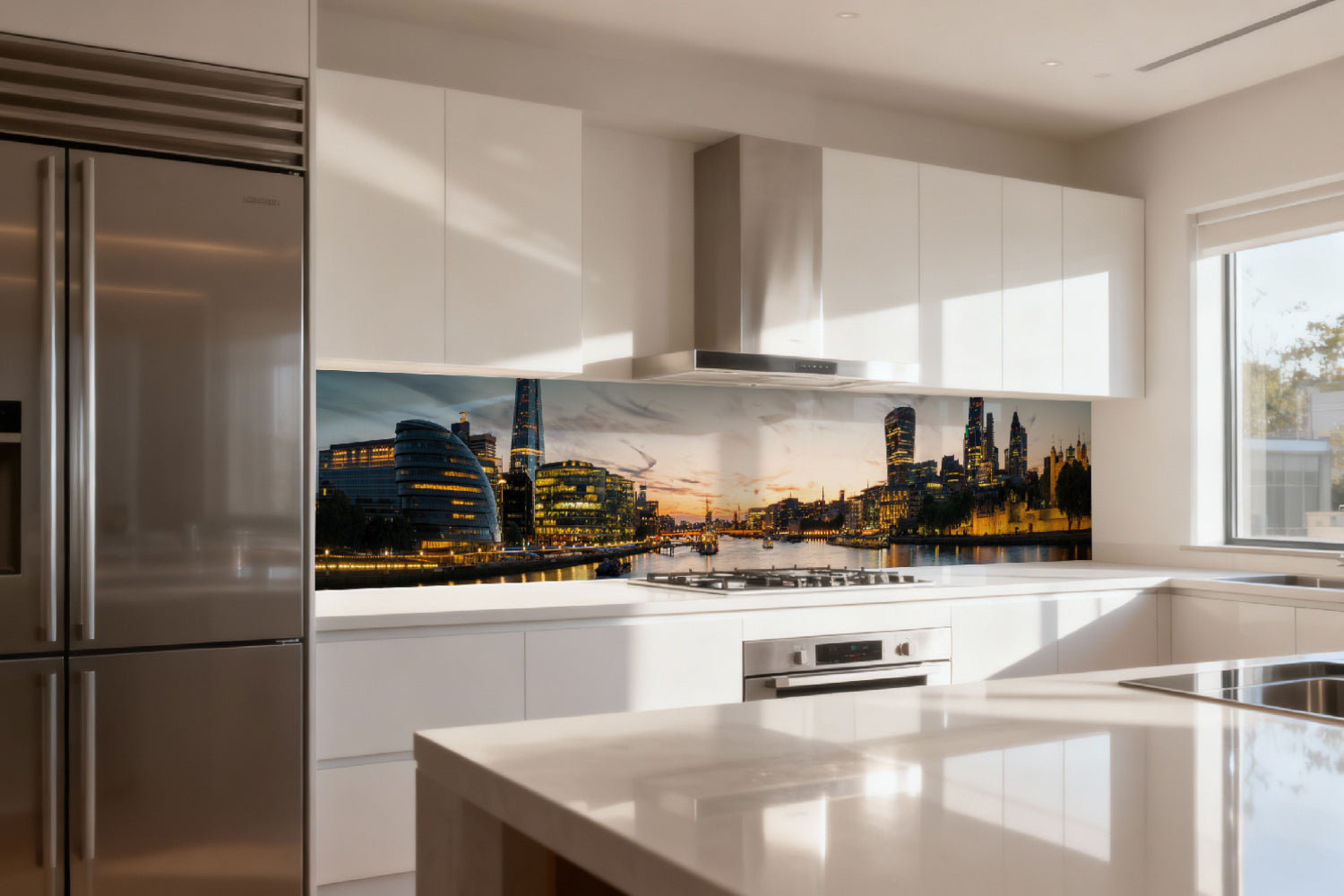 Küchenrückwand Skyline bei Sonnenuntergang