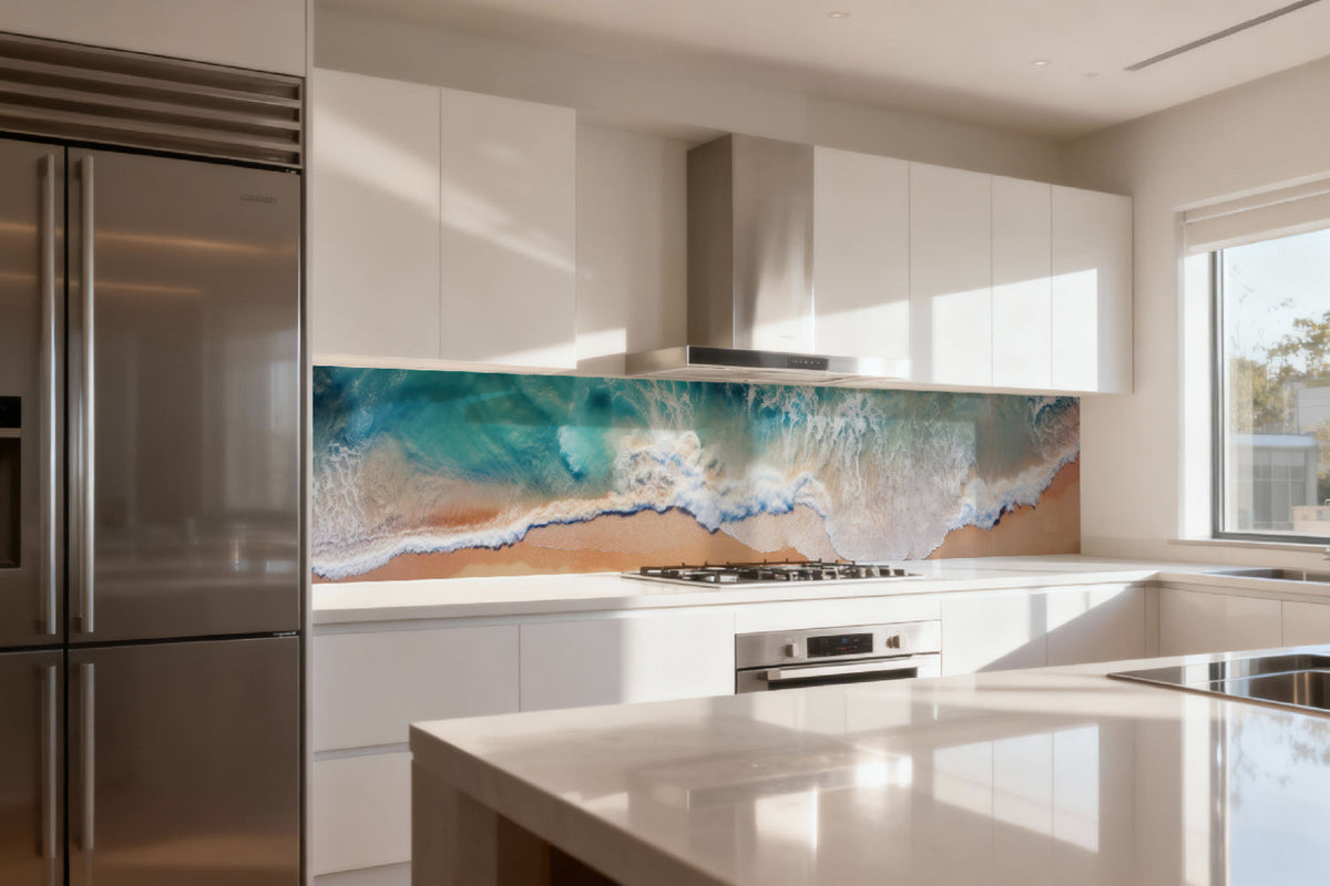 Küchenrückwand Meereswellen am Strand