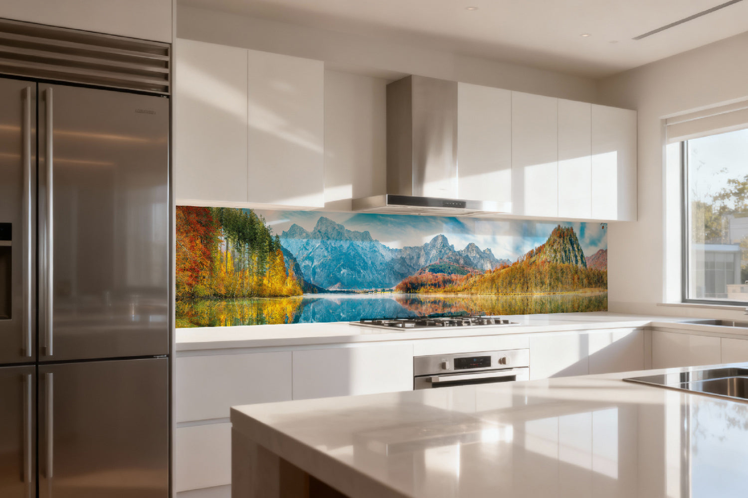 Küchenrückwand Alpenpanorama mit See