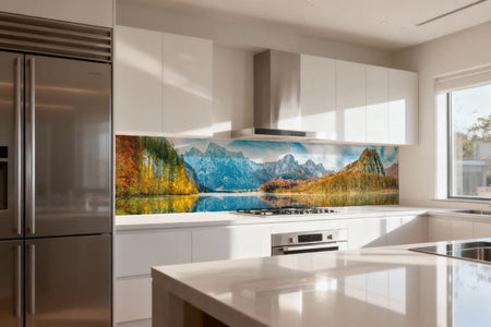 Küchenrückwand Alpenpanorama mit See