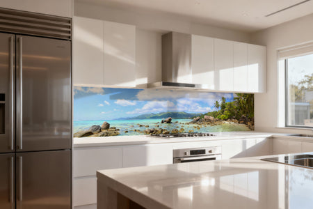 Küchenrückwand Tropischer Strand mit Palmen