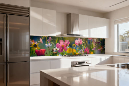 Küchenrückwand Bunte Sommerblumenwiese