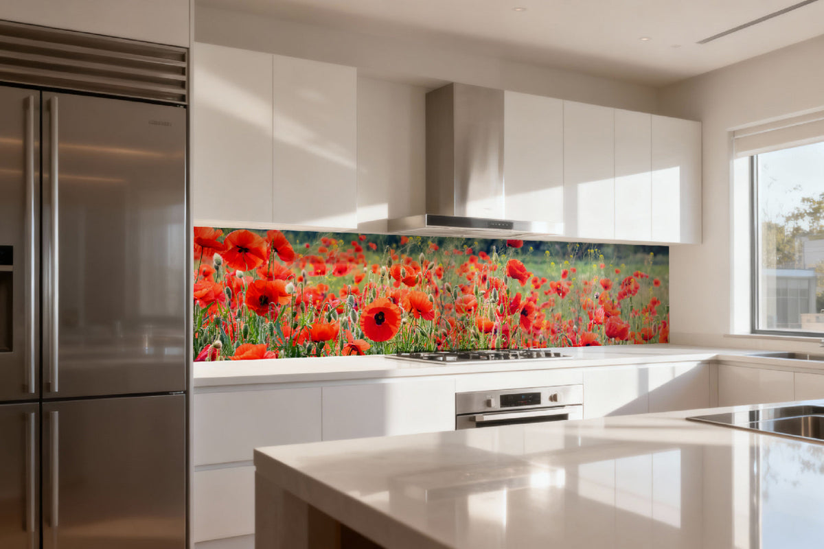 Küchenrückwand Rote Mohnblumenwiese