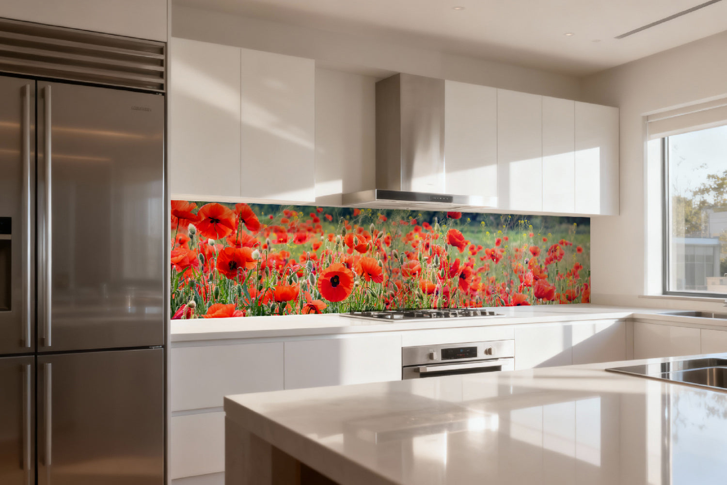 Küchenrückwand Rote Mohnblumenwiese