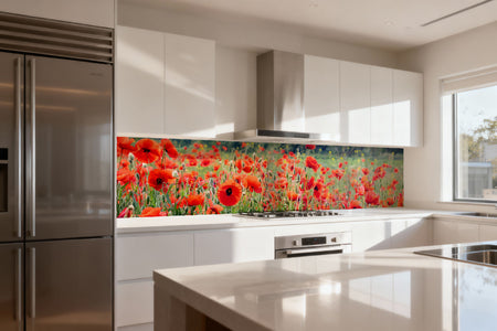 Küchenrückwand Rote Mohnblumenwiese