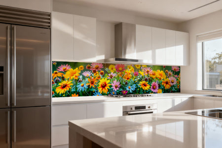 Küchenrückwand Bunte Blumenwiese