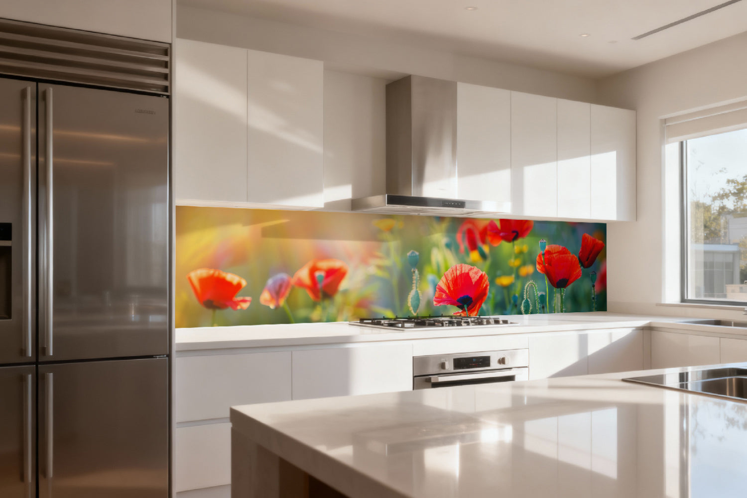 Küchenrückwand Mohnblumen im Sonnenlicht