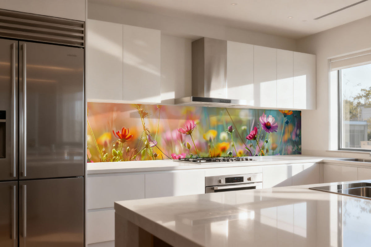 Küchenrückwand Bunte Blumenwiese