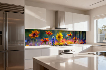 Küchenrückwand Bunte Sommerblumen