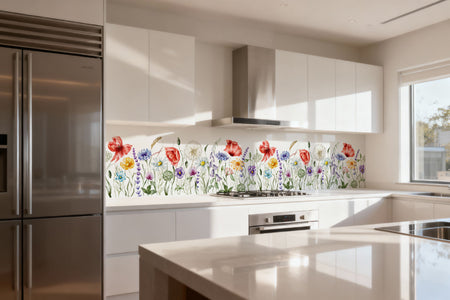 Küchenrückwand Blumen Aquarell