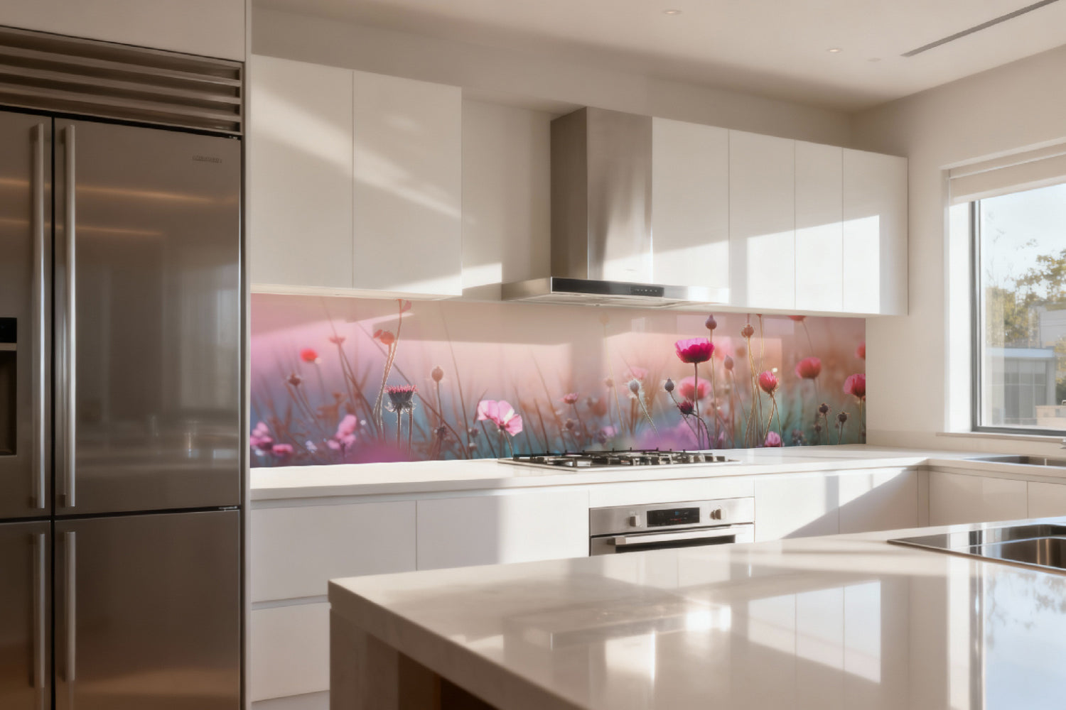 Küchenrückwand Pastellfarben Blumenfeld
