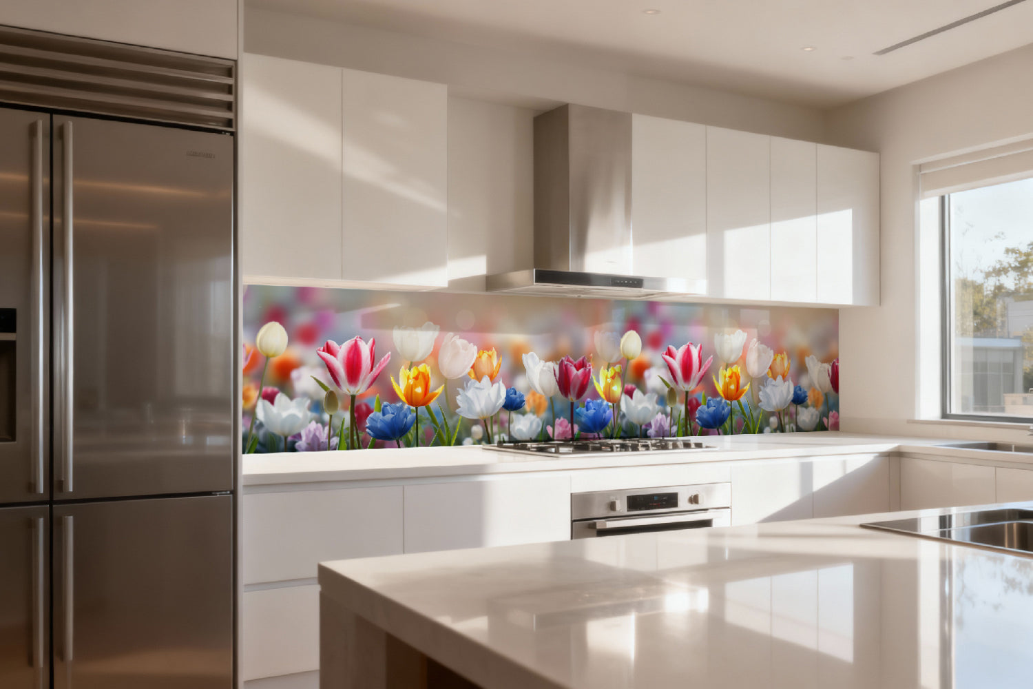 Küchenrückwand Bunte Tulpenwiese