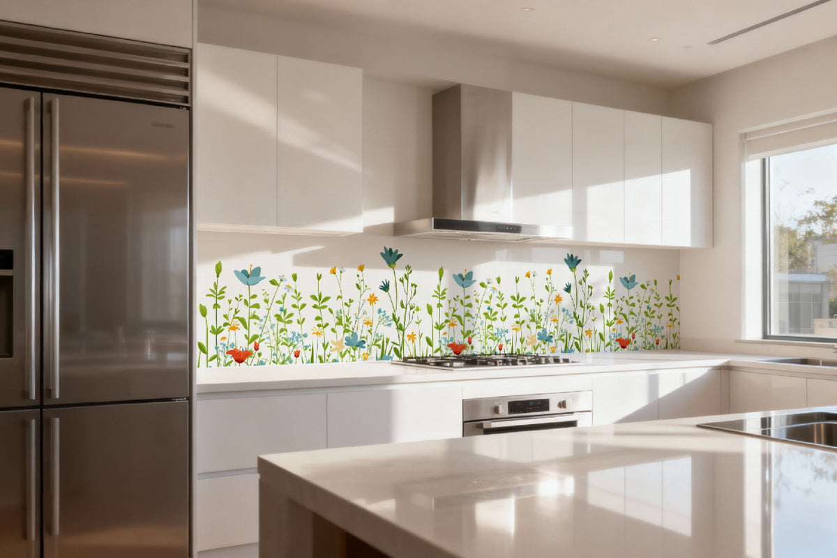 Küchenrückwand Blumenwiese Illustration