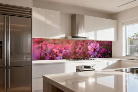 Küchenrückwand Frühlingsblumen Rosa