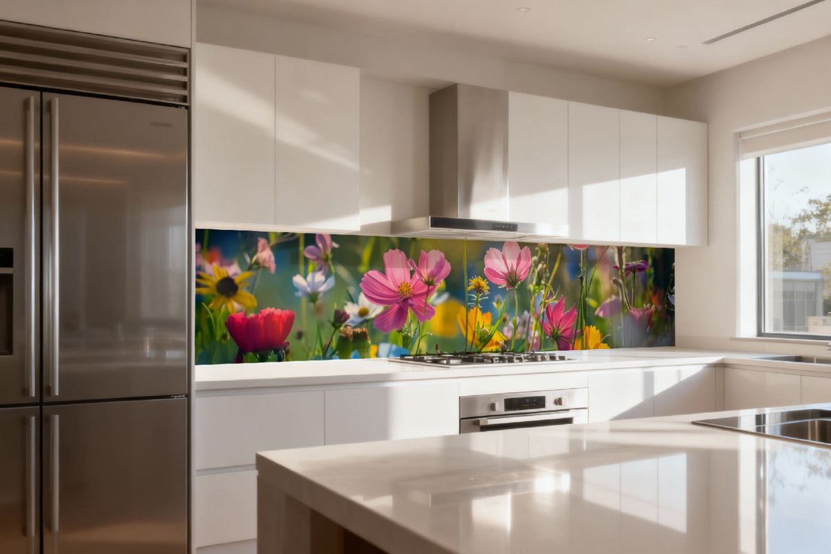 Küchenrückwand Bunte Blumenwiese