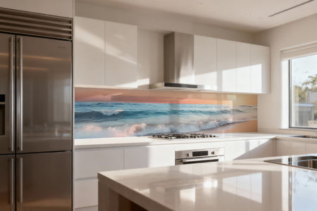 Küchenrückwand Meereswellen im Sonnenuntergang