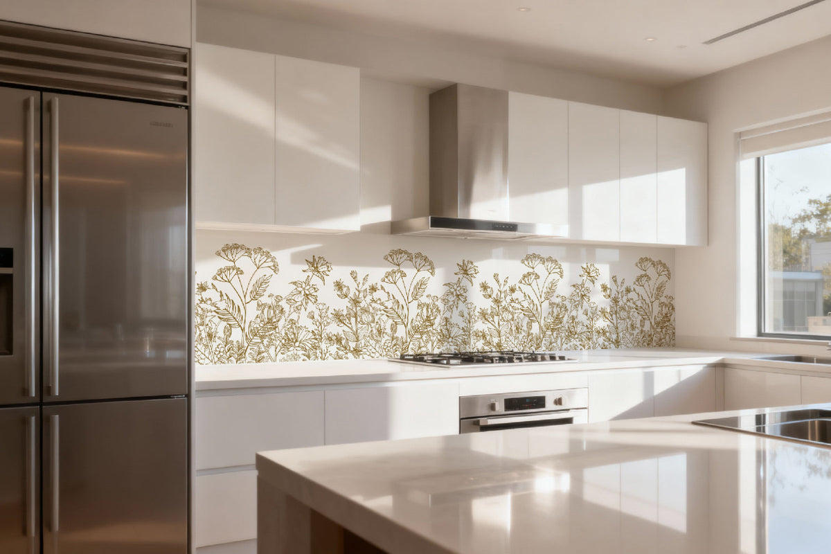 Küchenrückwand Florales Linienmuster