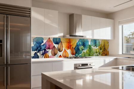 Küchenrückwand Bunte Blätter Aquarell