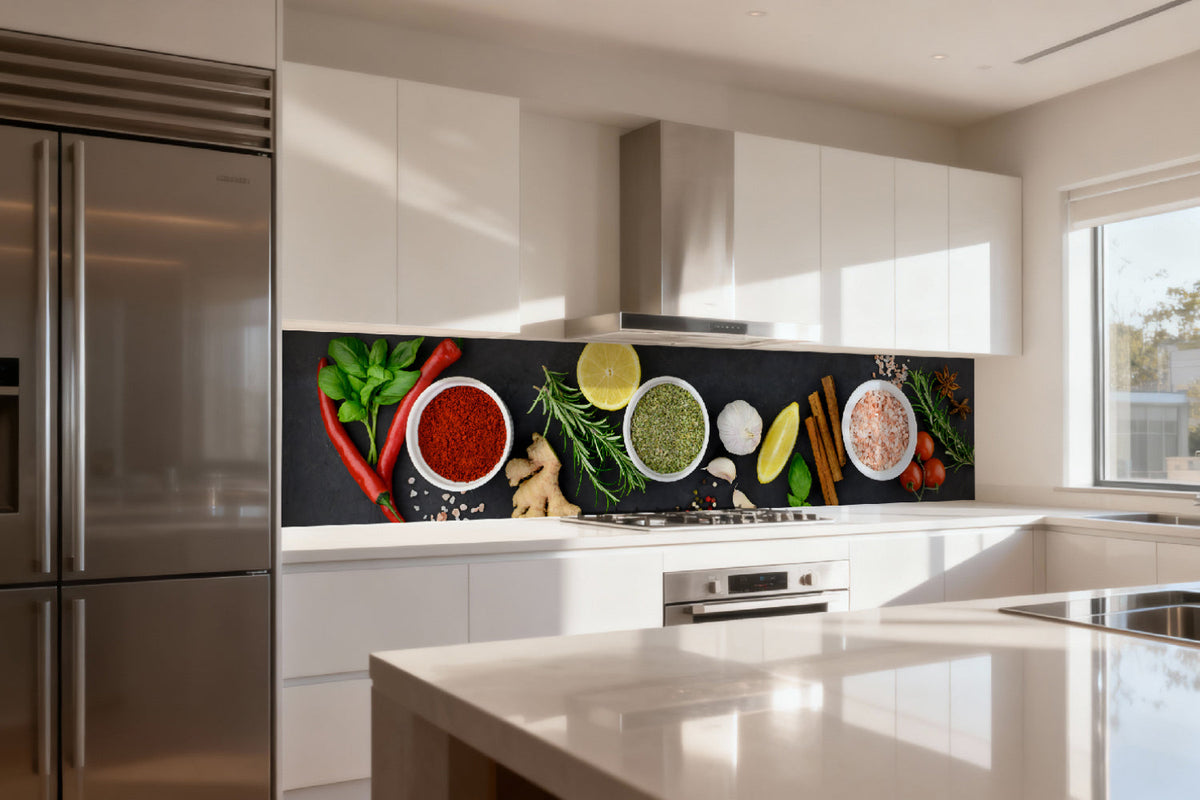 Küchenrückwand Gewürze und Kräuter