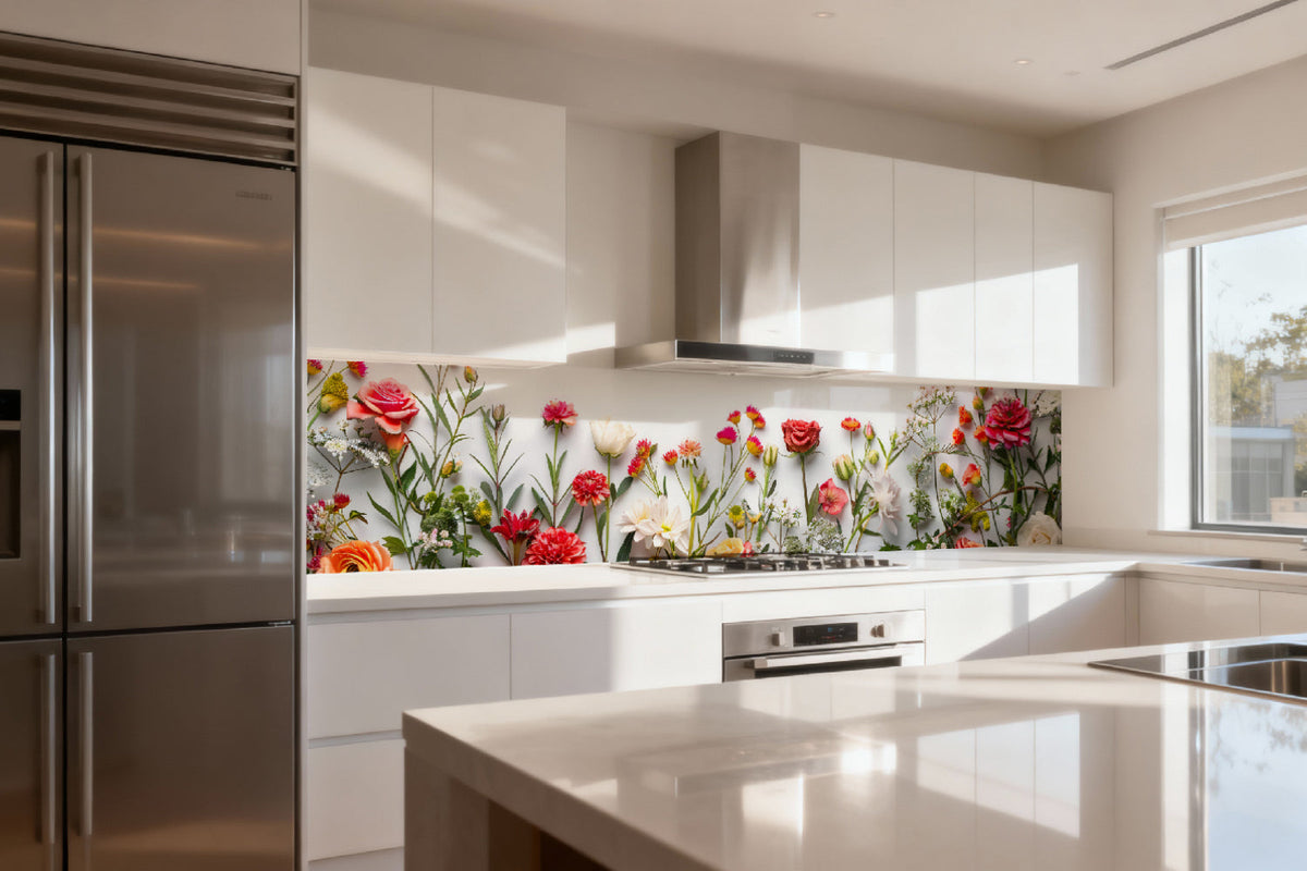 Küchenrückwand Bunte Blumen